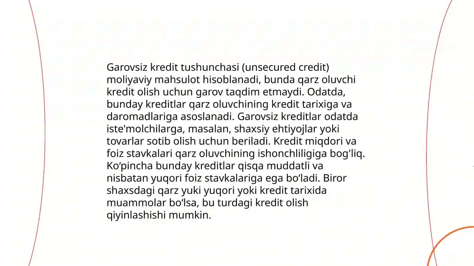 Garovsiz kredit tushunchasi 3