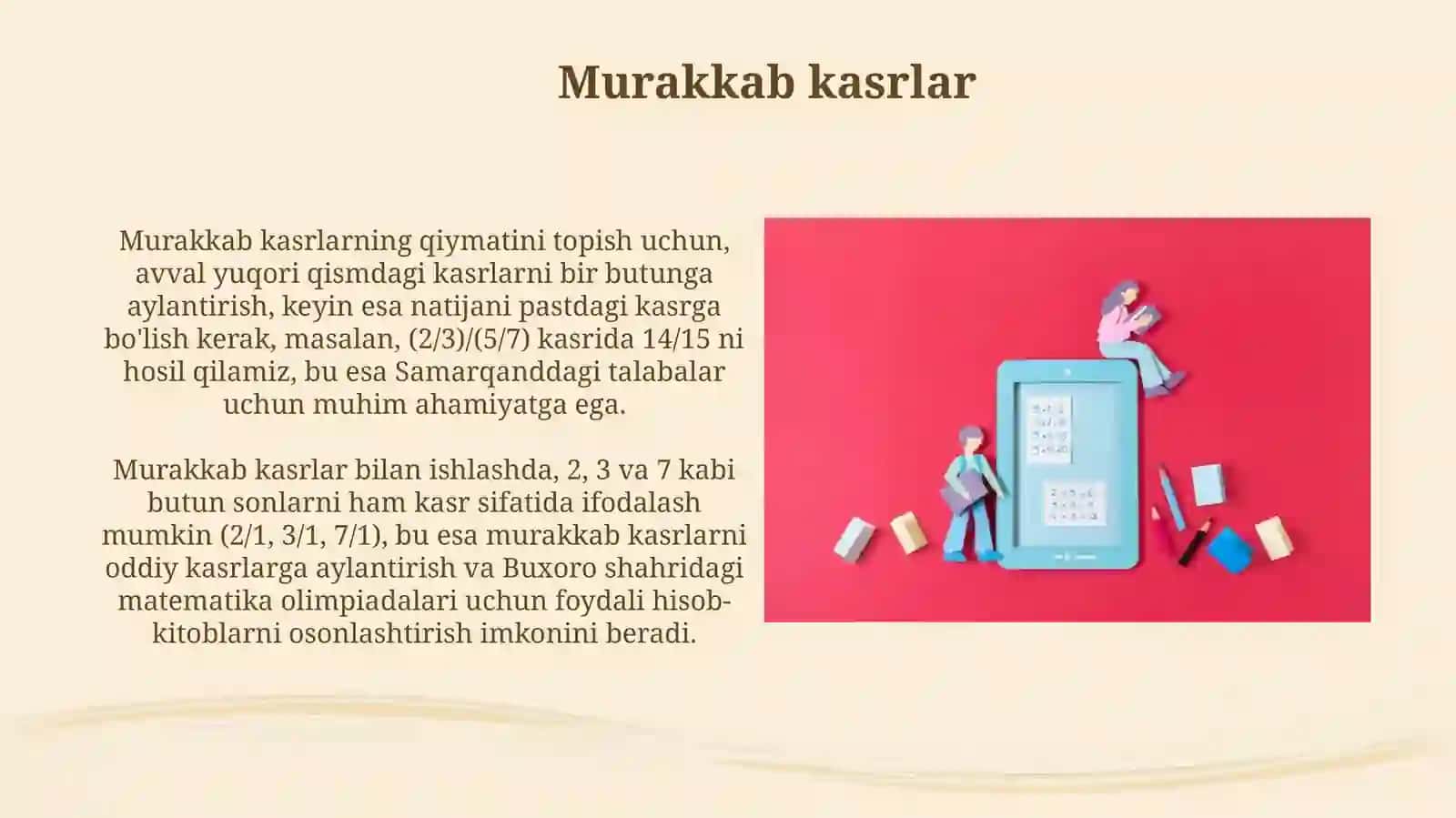 Kasrlar ustida aritmetik amalbajorish algoritmi 3