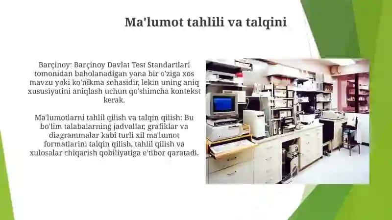 Barçinoy: Barçinoy Davlat Test Standartlari 3