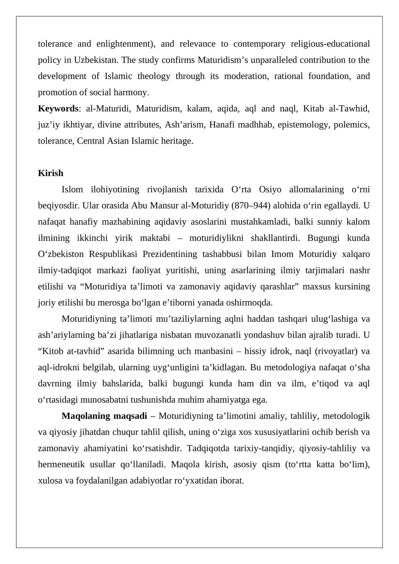 Al-Moturidiy ta’limotining oʻziga xos jihatlari 3