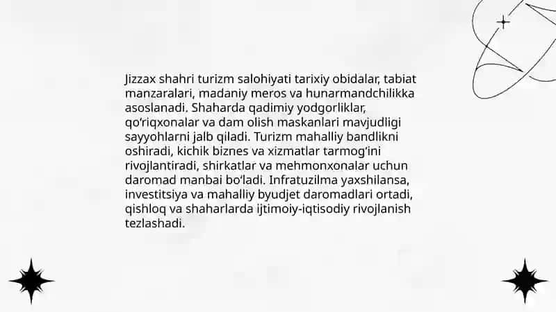 Jizzax shahrining turizm iqtisodiyoti 3
