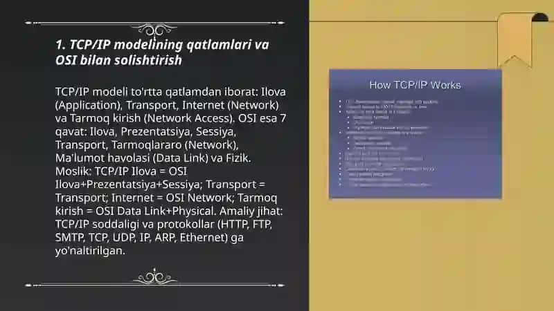 TCP |IP sathi, vazifalari, qo‘llaniladigan asosiy protokollari 3