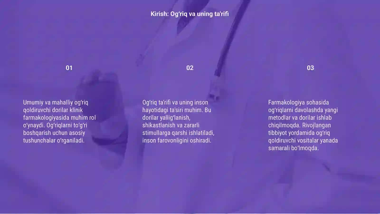 Umumiy va mahalliy og'riq qoldiruvchi dori vositalari klinik farmakologiyasi 3