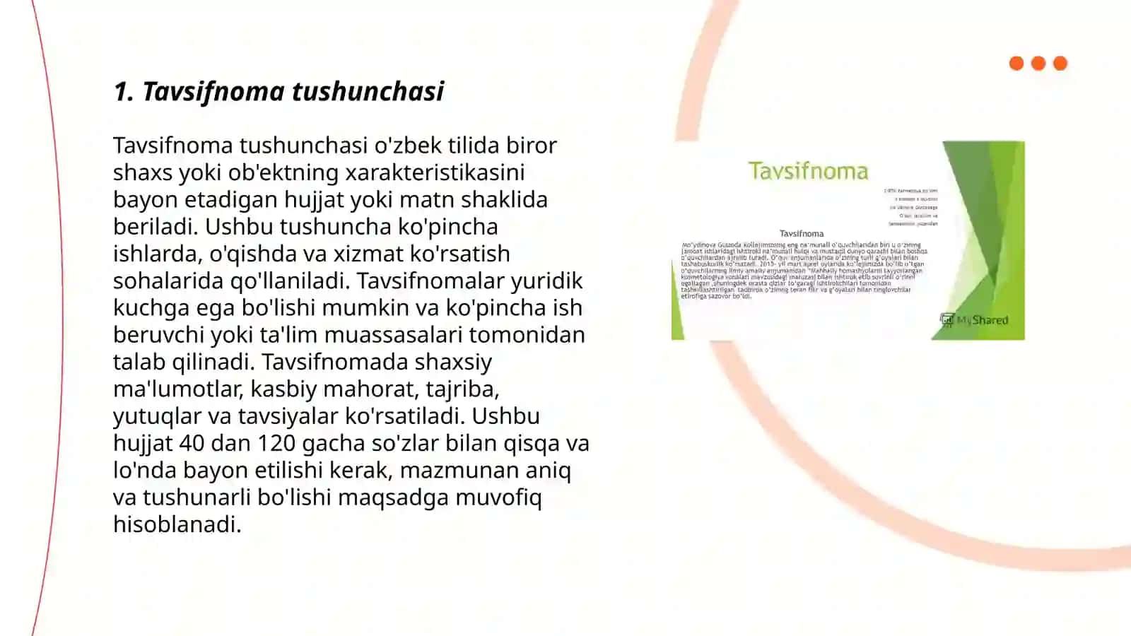 Tavsifnoma va uning xususiyatlari 3