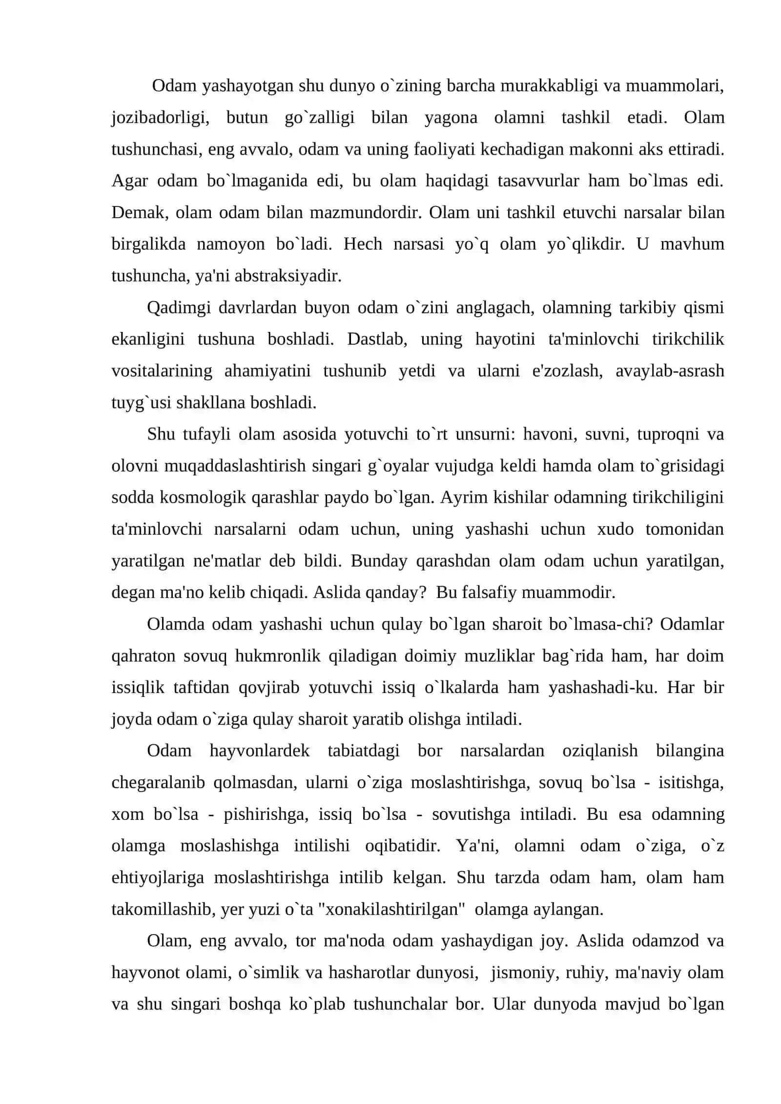 Olam va odam:falsafiy talqini 3