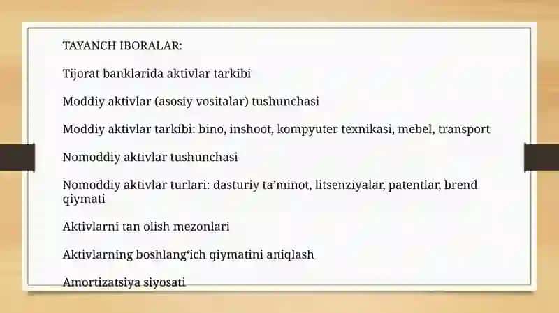 Moddiy va Nomoddiy Aktivlar Auditining Asosiy Dasturiy Ta'limi 3
