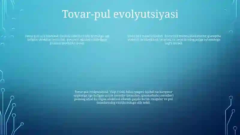 Tovar-Pul Munosabatlari 3