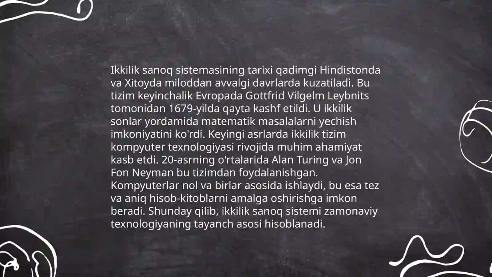 Ikkilik sanoq sistemasining tadbigʻi va hisoblashning qulay usullari 3