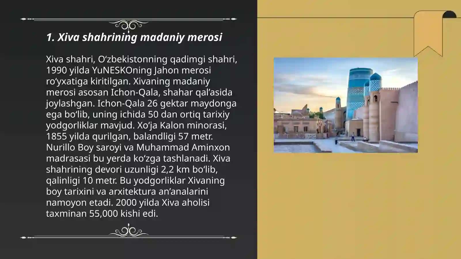 Xiva shahrida joylashgan minoralar tarixi 3