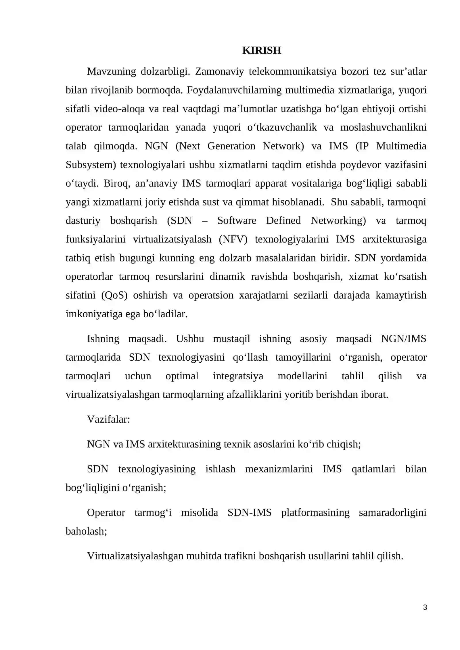 NGN/IMS da SDN. Operator tarmog‘i uchun misol 3