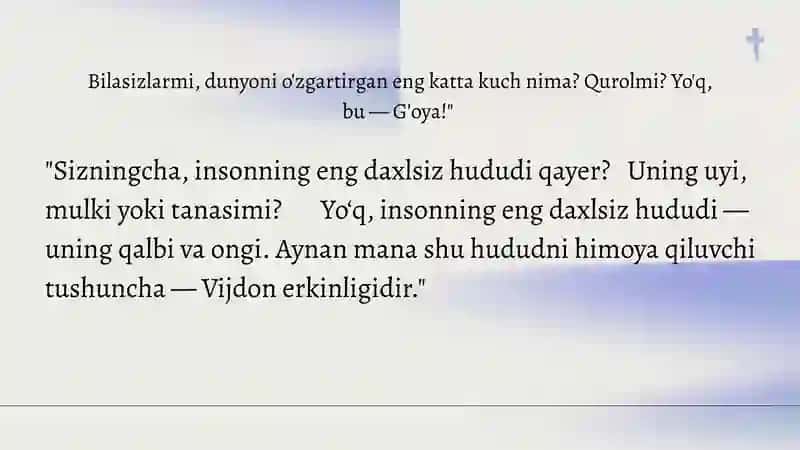 Vijdon va e'tiqot erkinligi tarifi 3