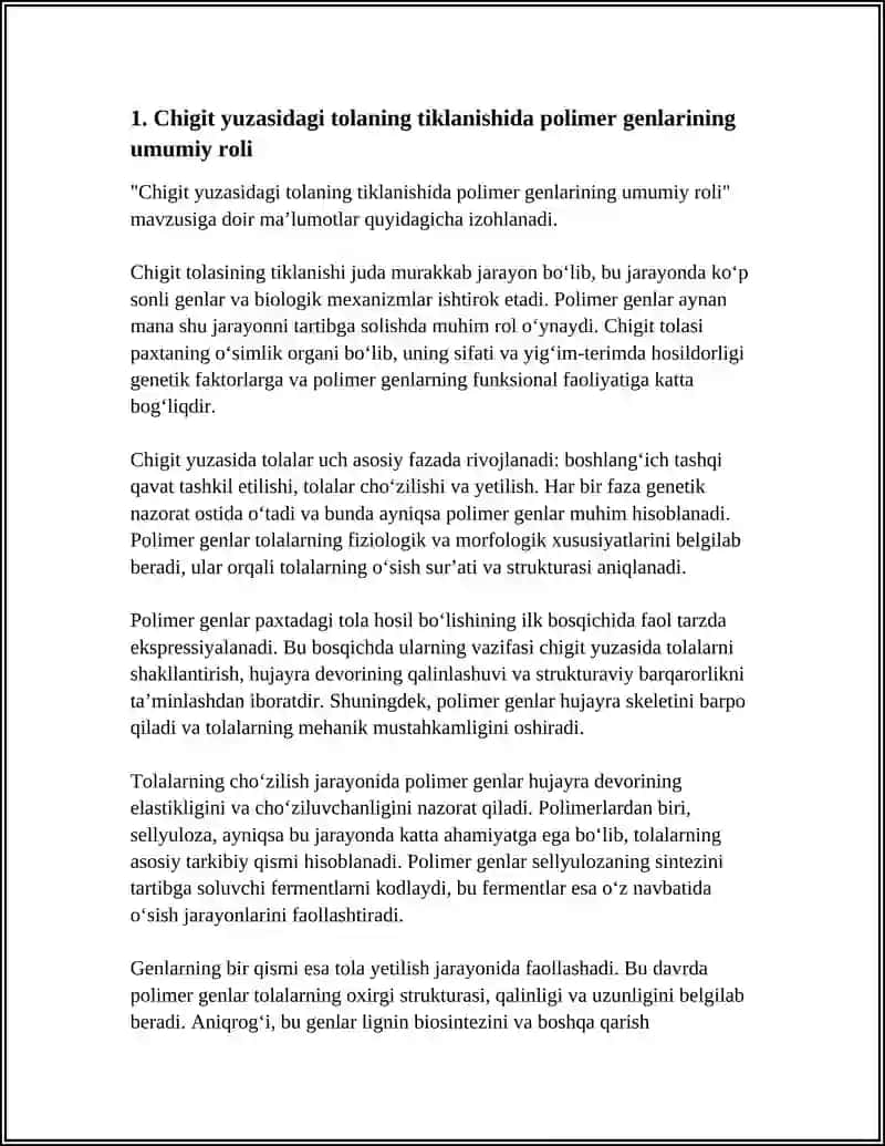 CHIGITGA YUZASIDAGI TOLANING TIKLANISH POLIMER GENLAR 3