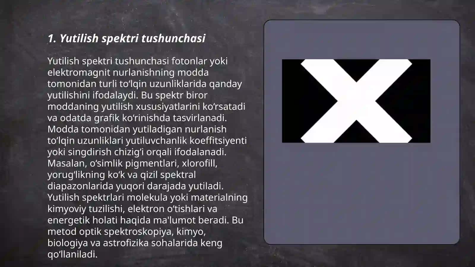 Nur yutilishining asosiy qonunlari.Buger-Lambert-Ber qonunlari 3