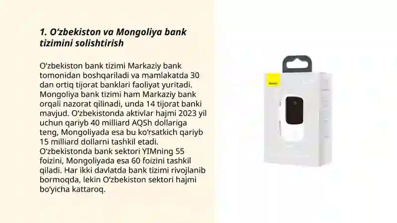 O‘zbekiston va Mongoliya bank tizmini solishtirish 3