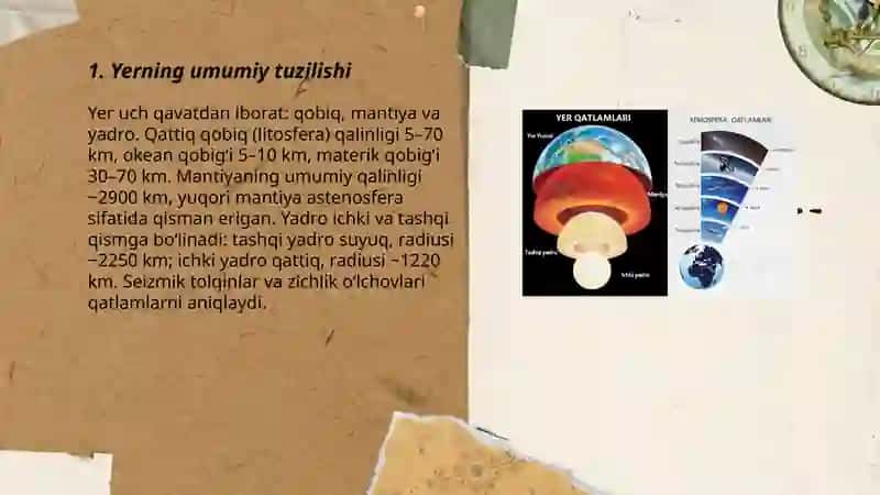 Yerning tuzilishi va qatlamlari 3