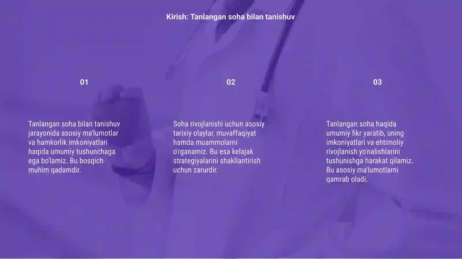 Tanlangan soha boyicha rivojlanish tarixi 3
