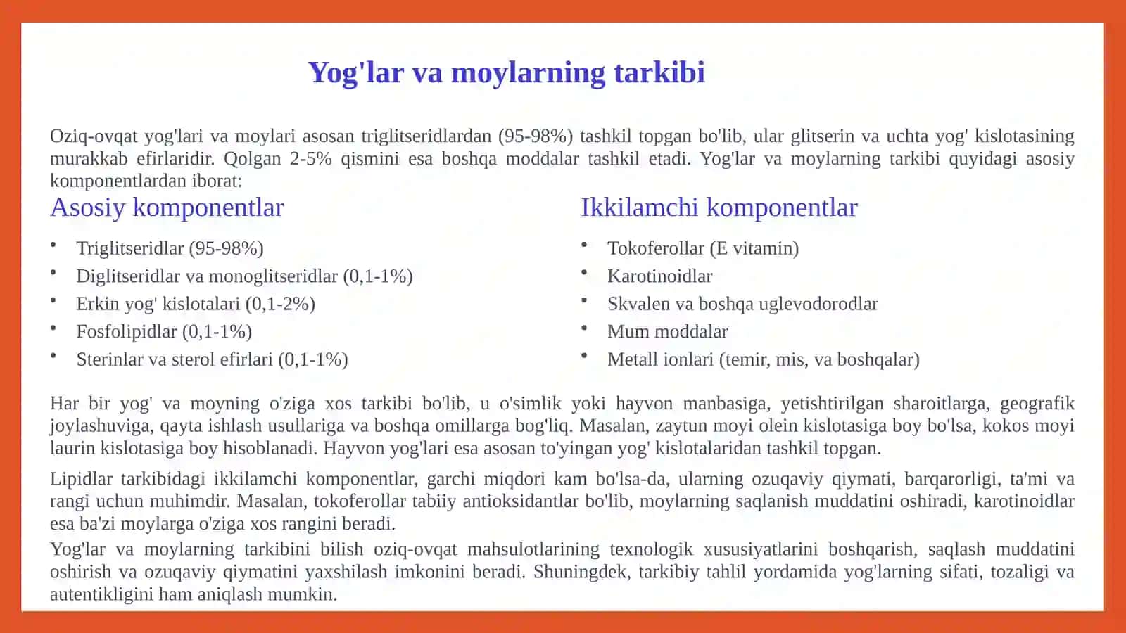 Oziq-ovqat lipidlari (yog'lar va moylar) vaularningxususiyatlari 3