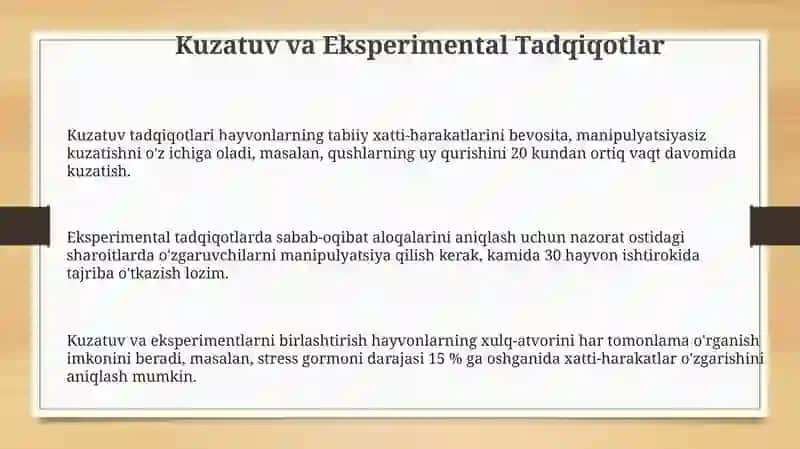 Hayvonlarni o'rganish usullari 3