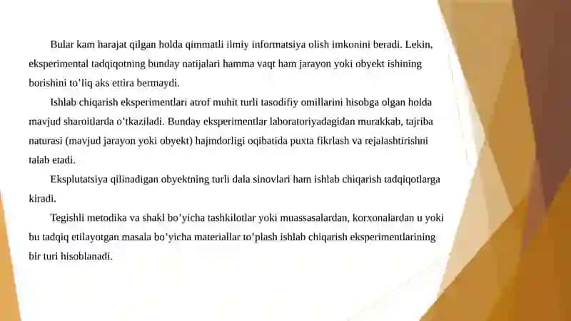 Eksperimental tadqiqotlarning masalalari va usullari 3