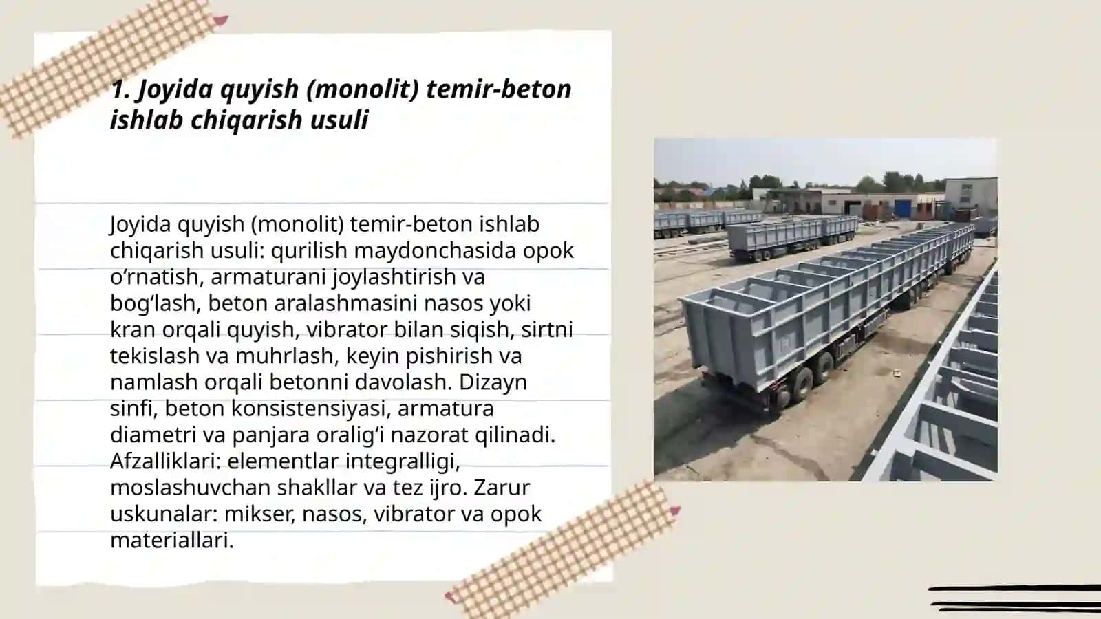 Temir beton ishlab chiqarish usullari 3
