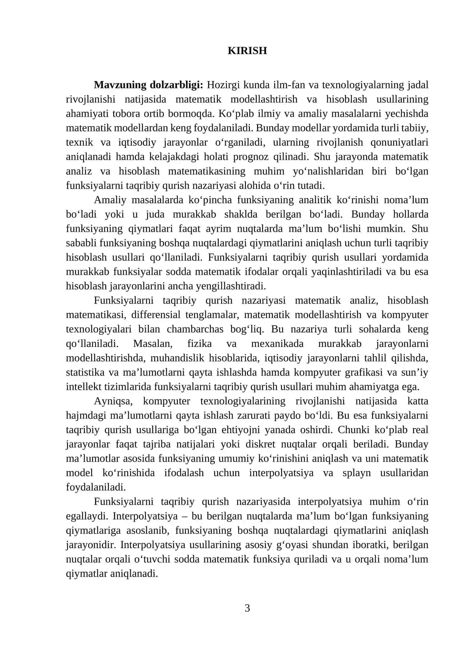 Funksiyalarni taqribiy qurish va uning tadbiqlari 3