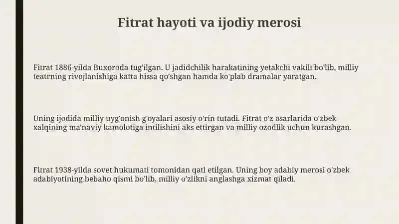 Fitratning asarlari 3
