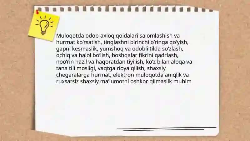 Muloqot madaniyati va ijtimoiy meʼyorlarga rioya qilish 3