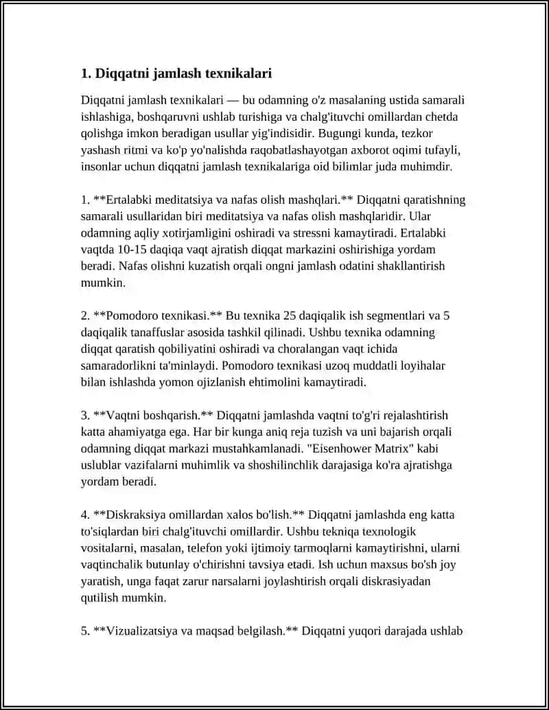 Diqqatni jamlash texnikalari 3