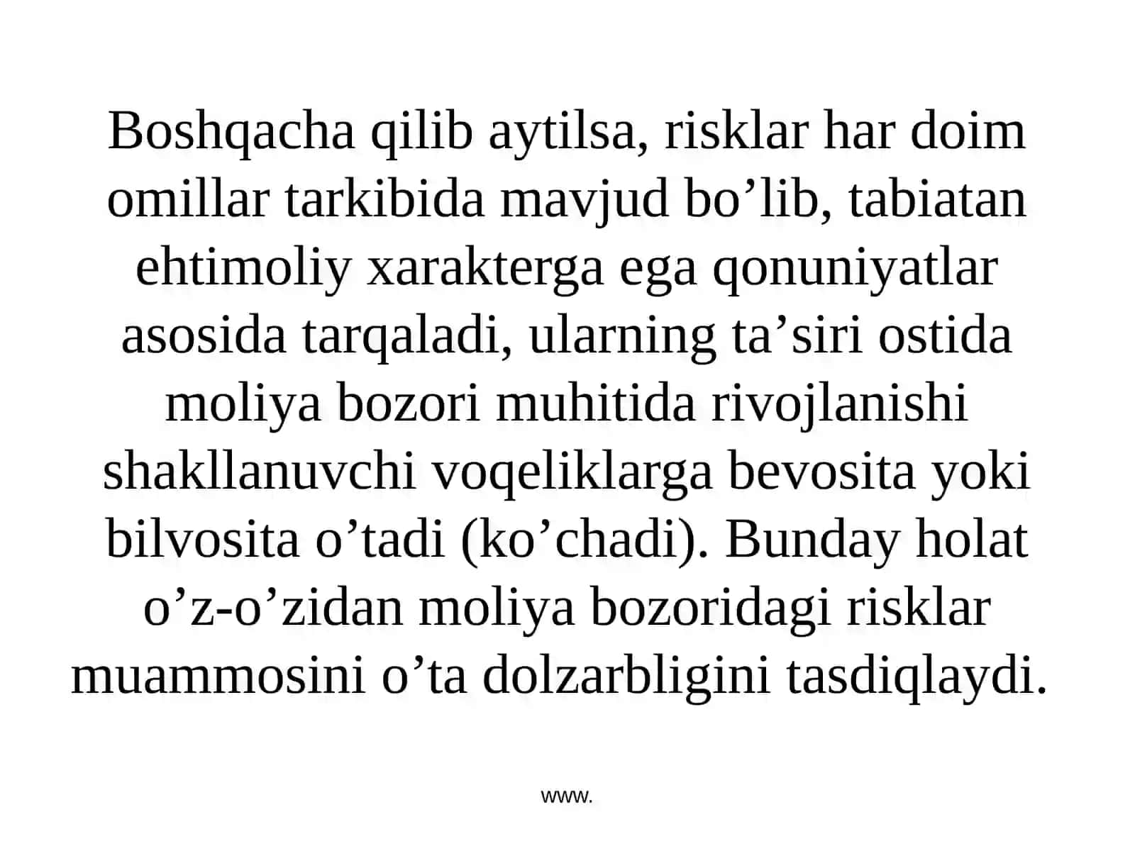 Moliya bozori risklari va ularning turlari 3