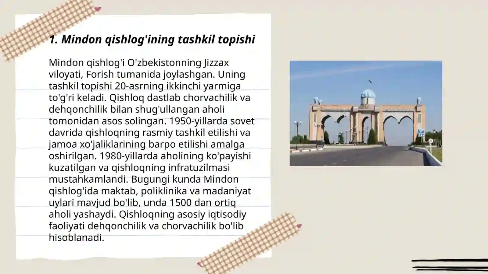 Mindon qishlog'ining tarixi va u haqida ma'lumot 3