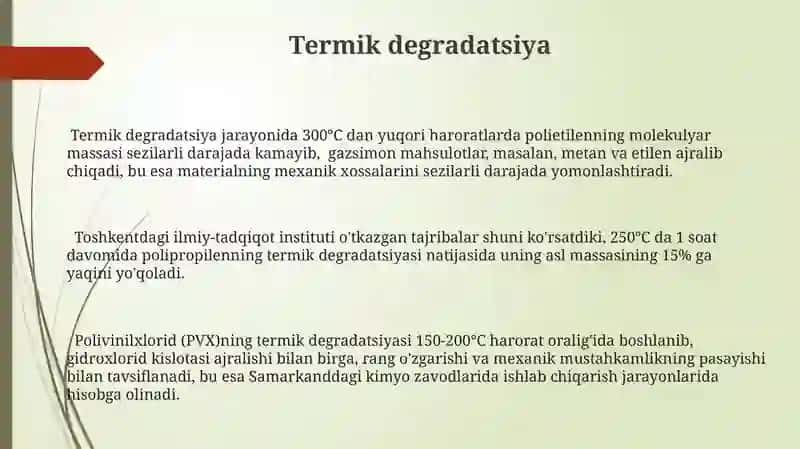 Polimerlarning destruksiyasi 3