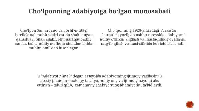 Choʻlponning ''Adabiyot nadir?"maqolasi tahlili 3