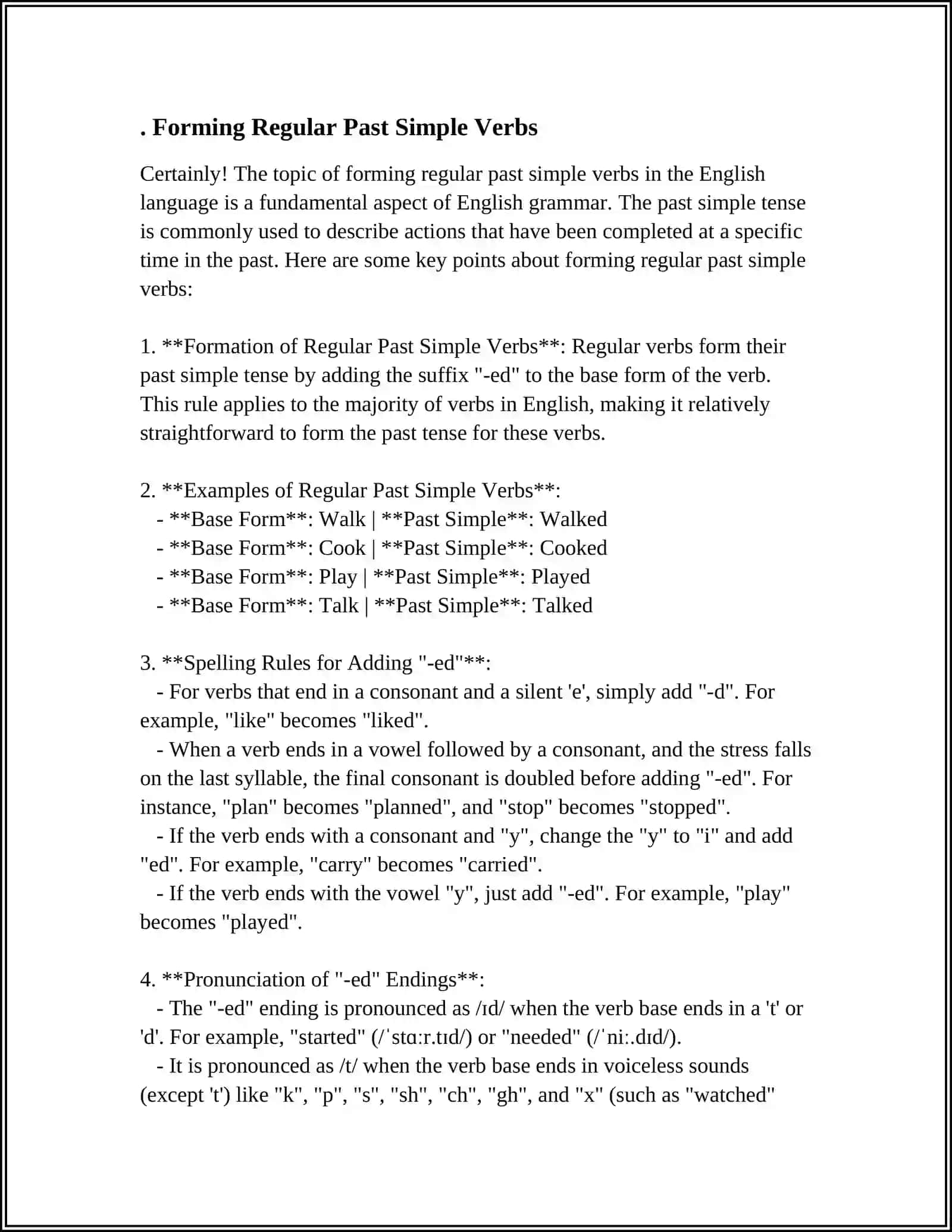 Formation of Regular Past Simple Verbs 3
