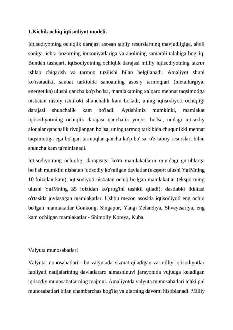 Kichik ochiq iqtisodiyot modeli 3