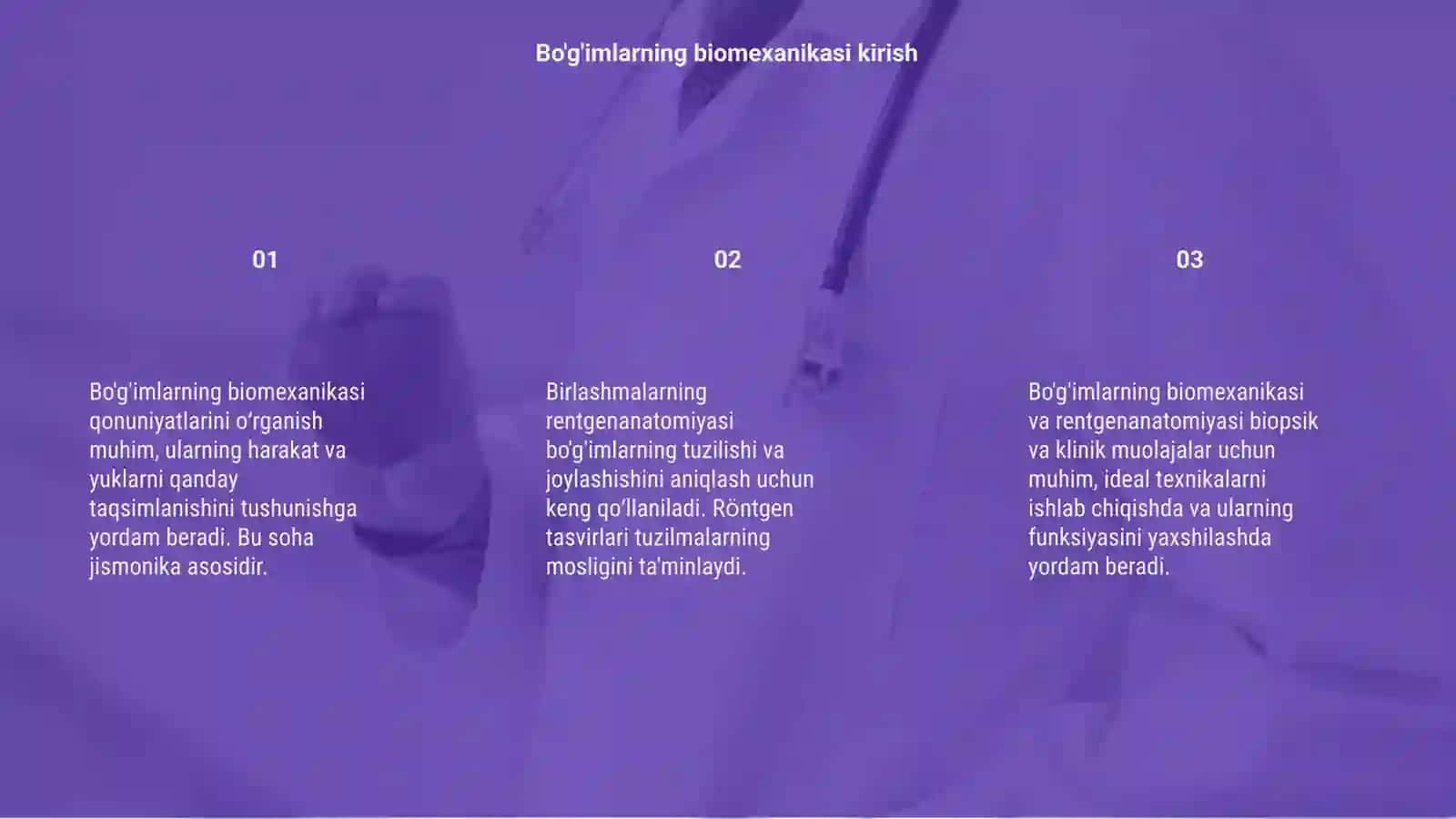 Bo'g'imlarning biomexanikasi. Birlashmalarning rentgenanatomiyasi 3