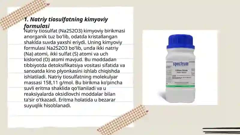Natriy tiasulfat eritmasini tayyorlash 3
