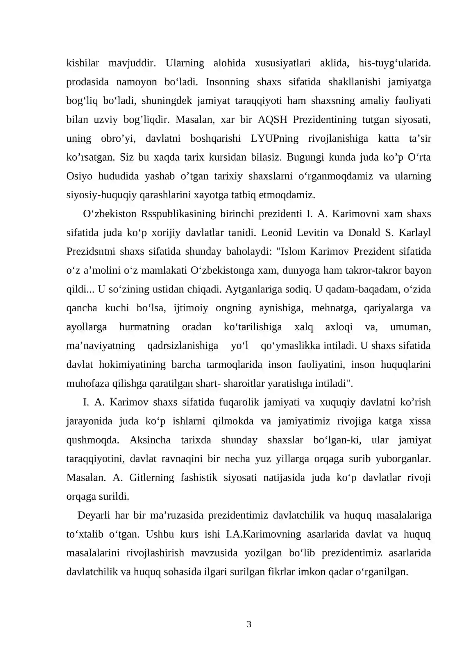 Karimov. I. A asarlarida davlat va huquq 3