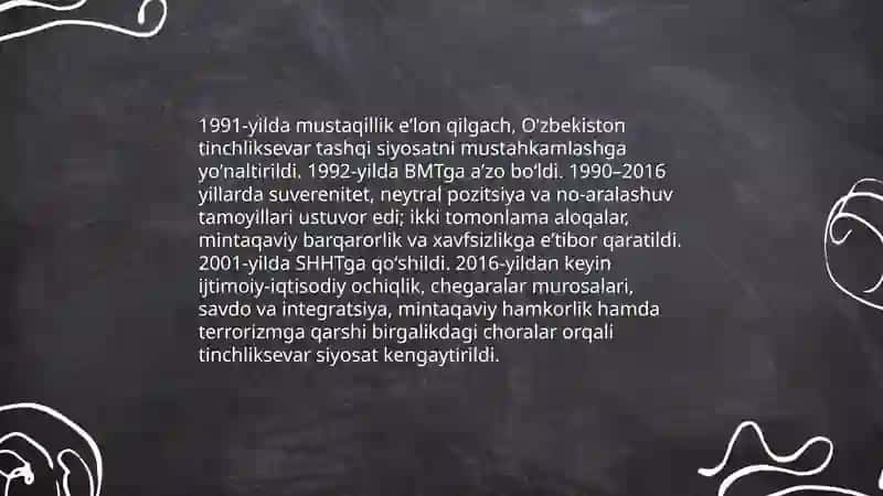 Oʻzbekiston tinchliksevar tashqi siyosati 3