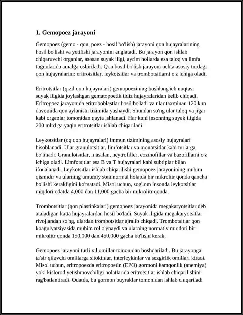QON YARATILISHI GEMOPOEZ 3