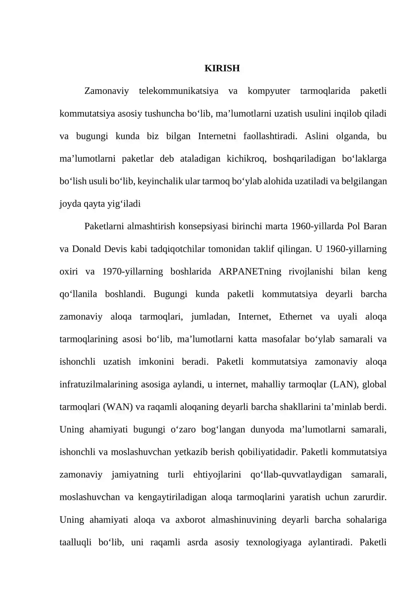 Tarmoq pog‘onasi funksiyalari, IPv4 va IPv6 manzillash tizimlari 3