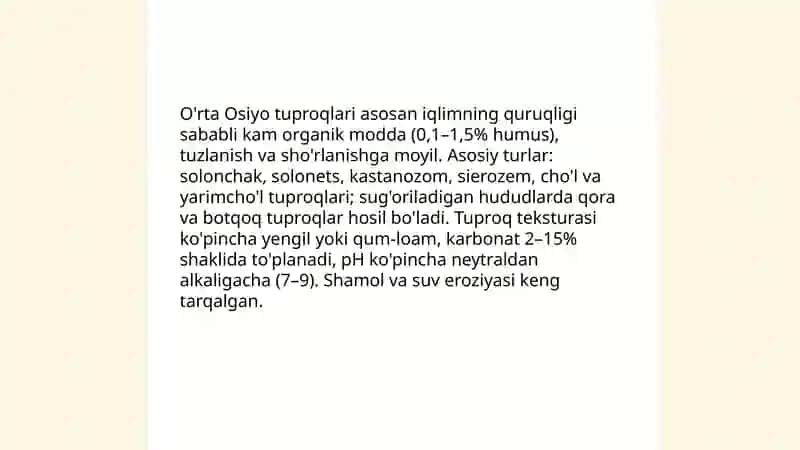 O'rta Osiyo tuproqlari 3
