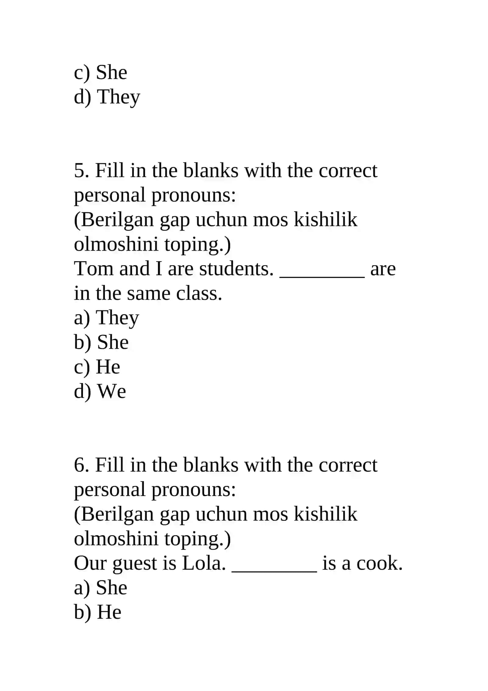 Kishilik olmoshlari 3