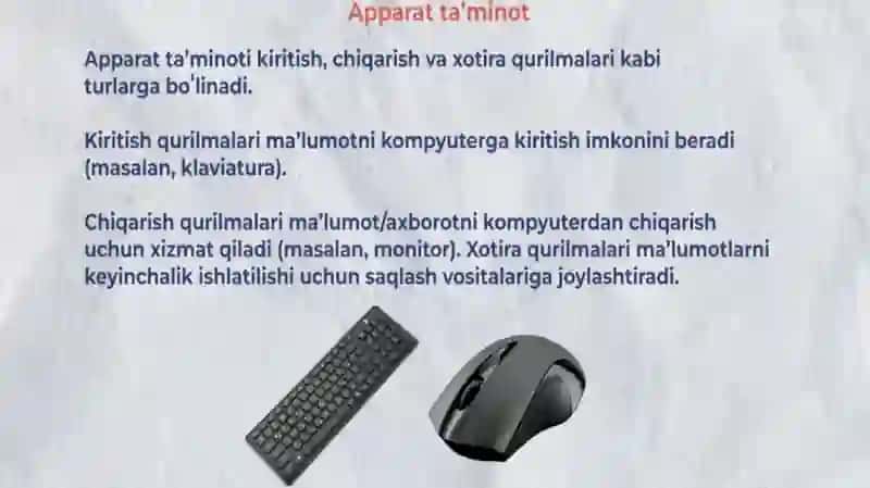 Apparat taminot. Ichki va tashqi qurulmalar. 3