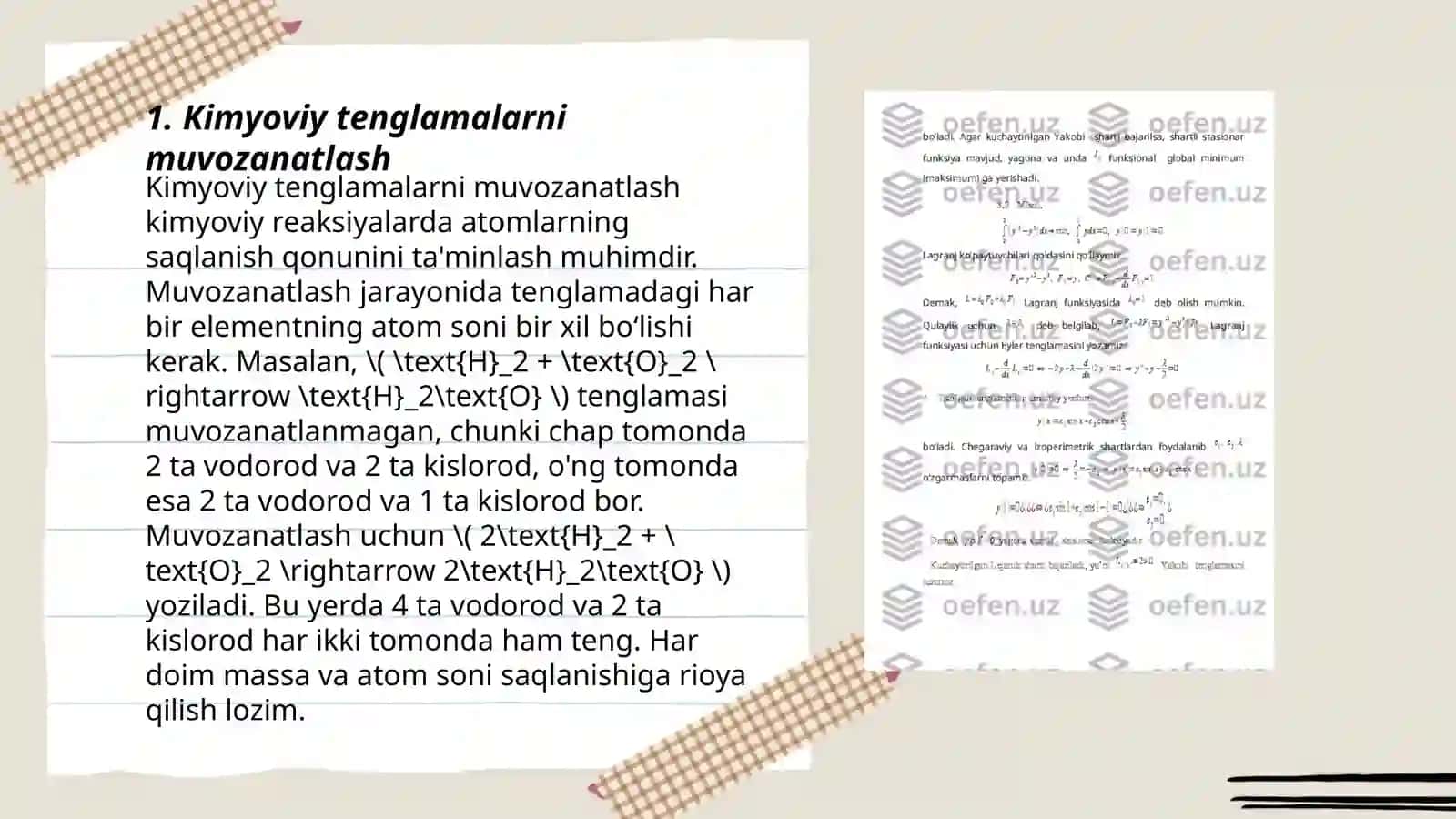 Stexiometrik sxema asosida masalalar yechish 3