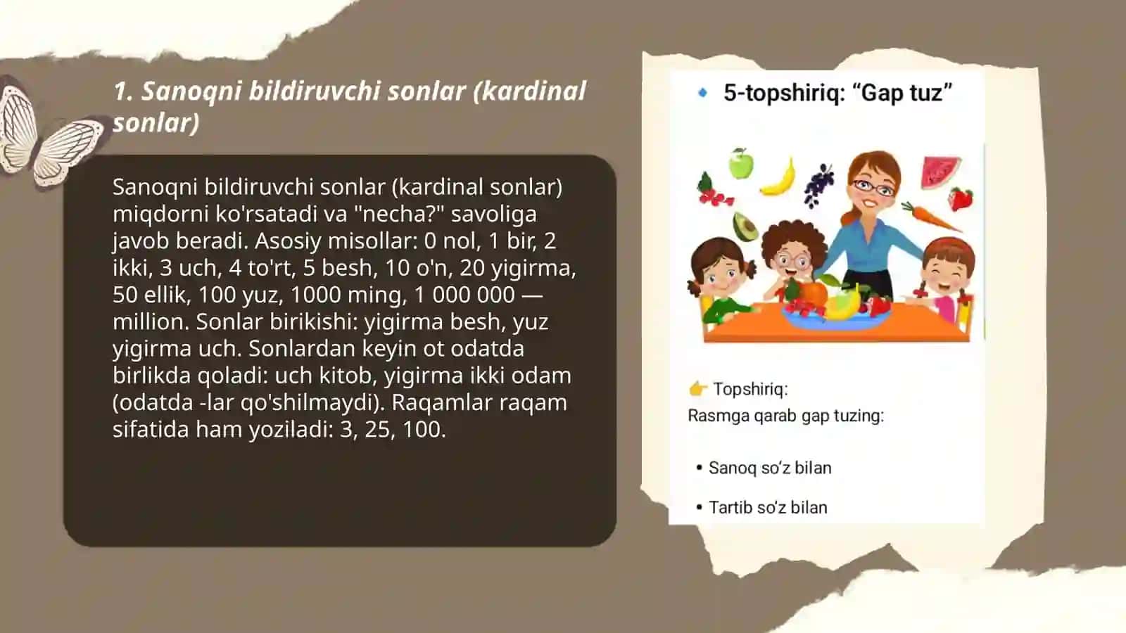 Sanoqni va tartibni bildirgan soʻzlar 3