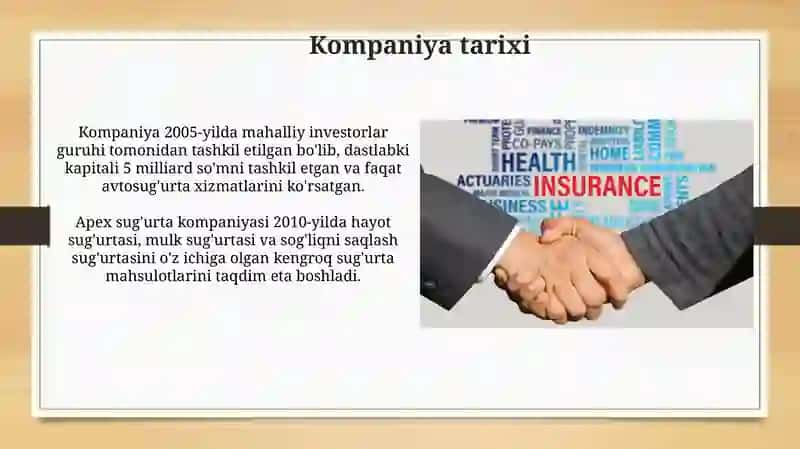 Apex insurance sugʻurta kompaniyasi haqida 3