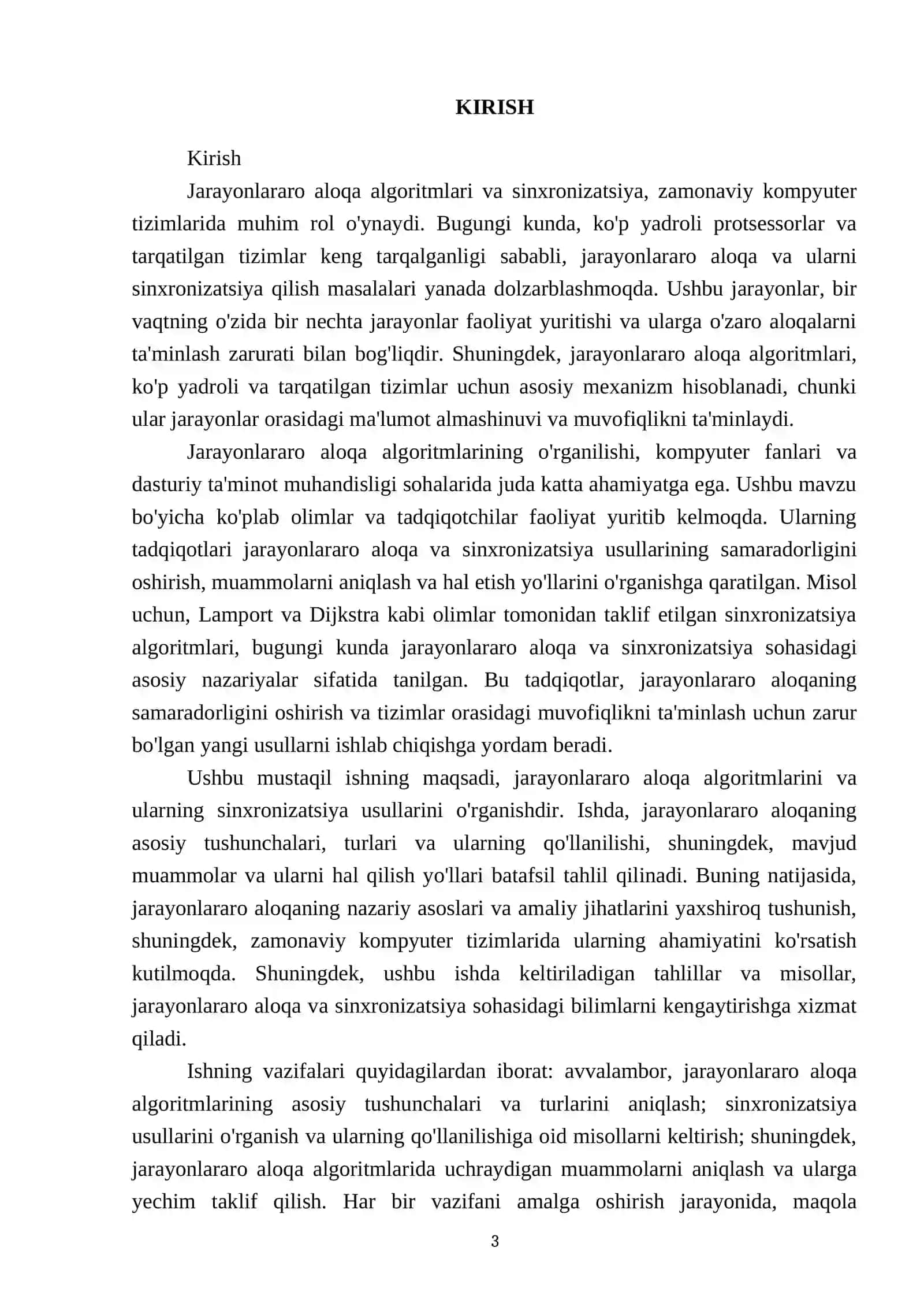 Jarayonlararo aloqa algoritmlari (sinxronizatsiya) 3