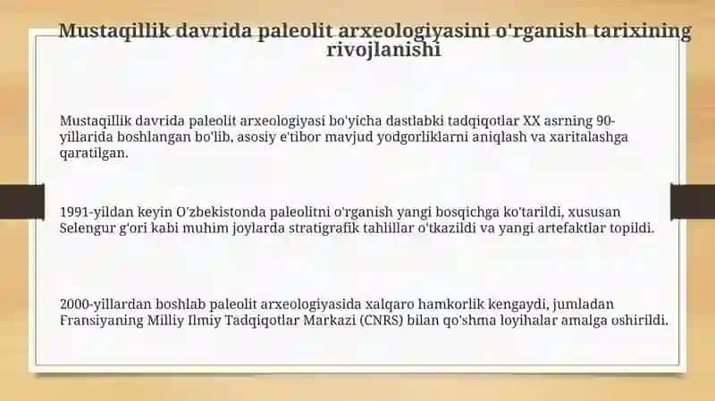 Mustaqillik davrida Oʻzbekiston paleolit arxeologiyasi 3