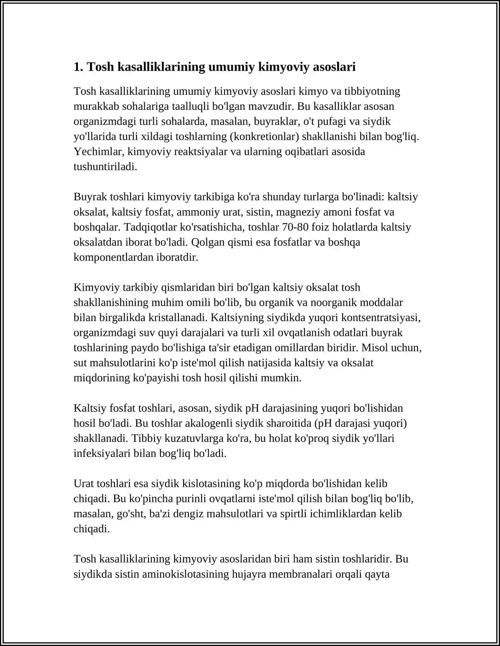 Tosh kasalliklarining kimyoviy asoslari 3