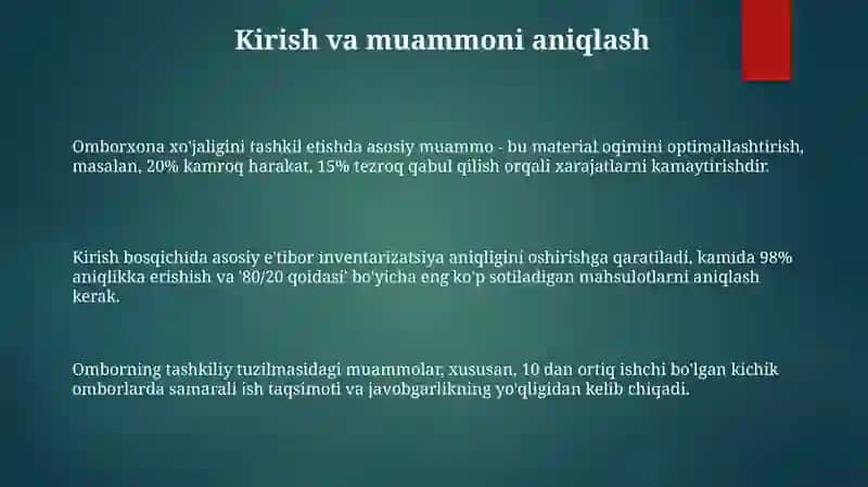 Ombor xoʻjaligini tashkil etish 3